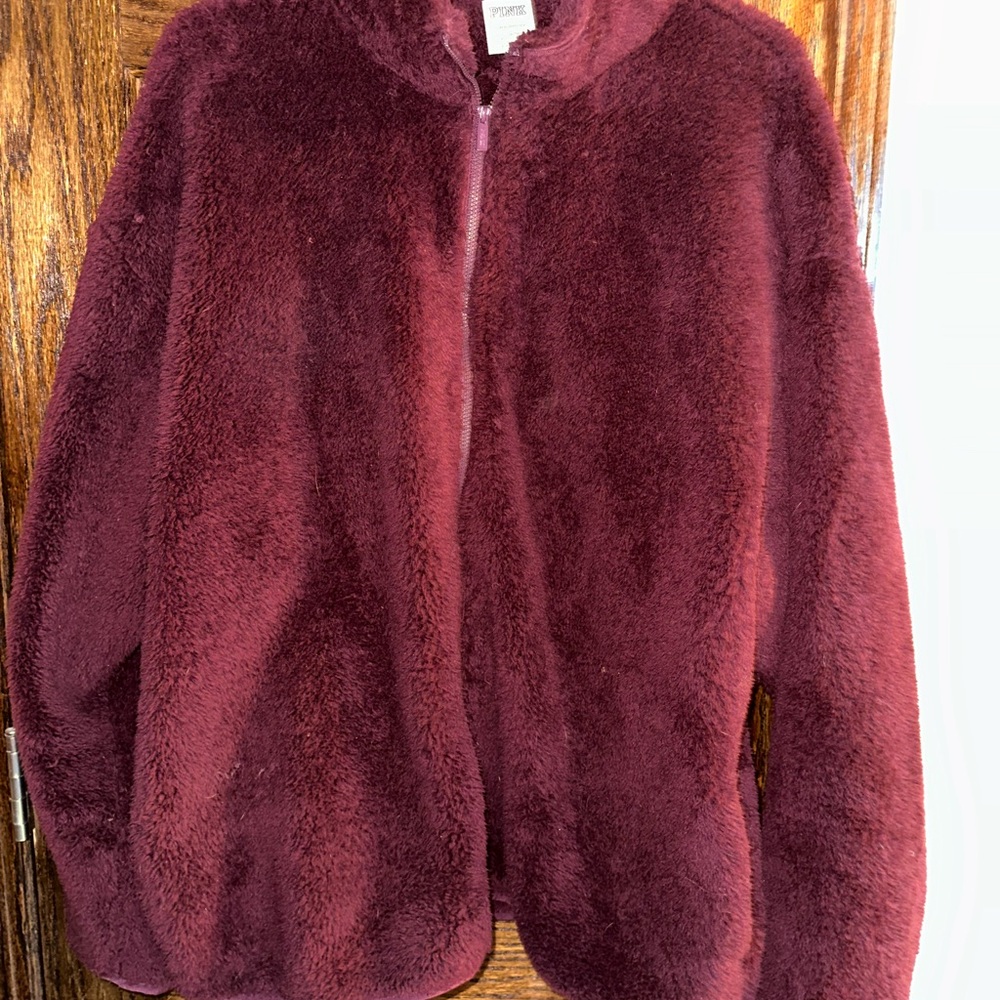 Pink! Zip fuzzy jacket.
